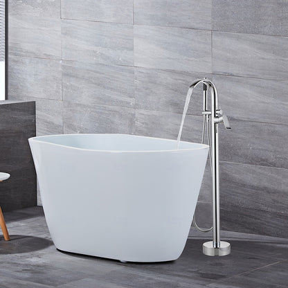 Chrome Freestanding Bathtub Faucet, Single-Handle Floor-Mount Tub Filler with Handheld Shower