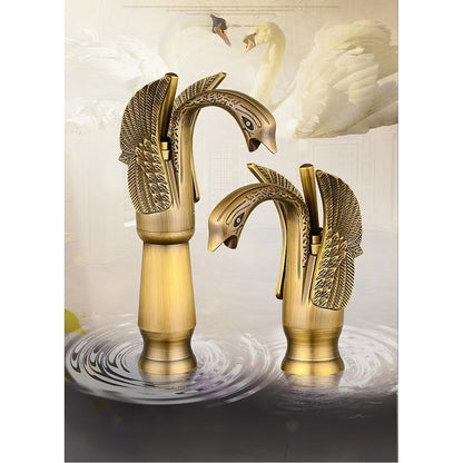 Vintage Swan Design Bathroom Faucet, Single-Hole Single-Handle Faucet, Antique Brass / Chrome / Polished Gold / Matte Black