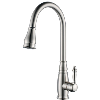 Traditional High-Arc Pull-Down Kitchen Faucet, Single-Handle Single-Hole Brass Faucet, Oil-Rubbed Bronze / Chrome / Brushed Nickel / Polished Gold