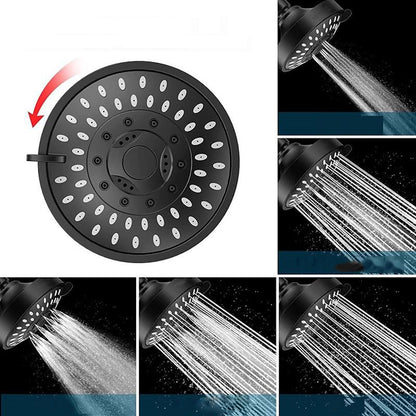 Multi-Spray Mode Rainfall Shower Head, Swivel Wall-Mount ABS Shower Head, Matte Black / Chrome