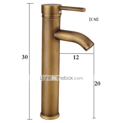 Tall Vessel Sink Faucet, Single-Handle Brass Faucet, Antique Brass / Matte Black