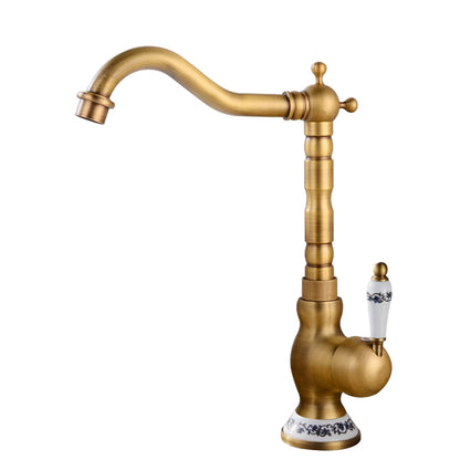Vintage Ceramic Single-Handle Vessel Faucet, High Arc Swivel Bathroom Faucet, Antique Brass / Chrome / Polished Gold