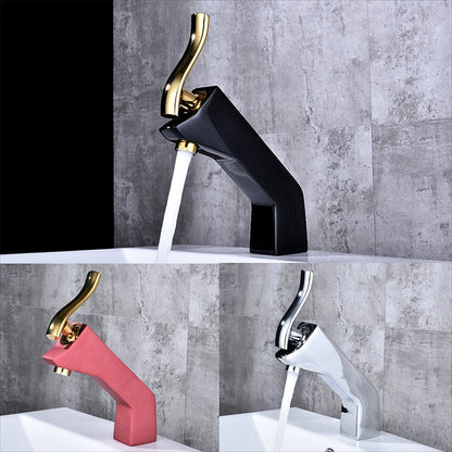 Contemporary Single-Hole Bathroom Faucet, Single-Handle Deck Mount Faucet