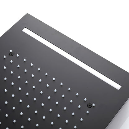 Matte Black Ceiling-Mounted Shower Head, LED Rainfall Shower Head with Power Adapter