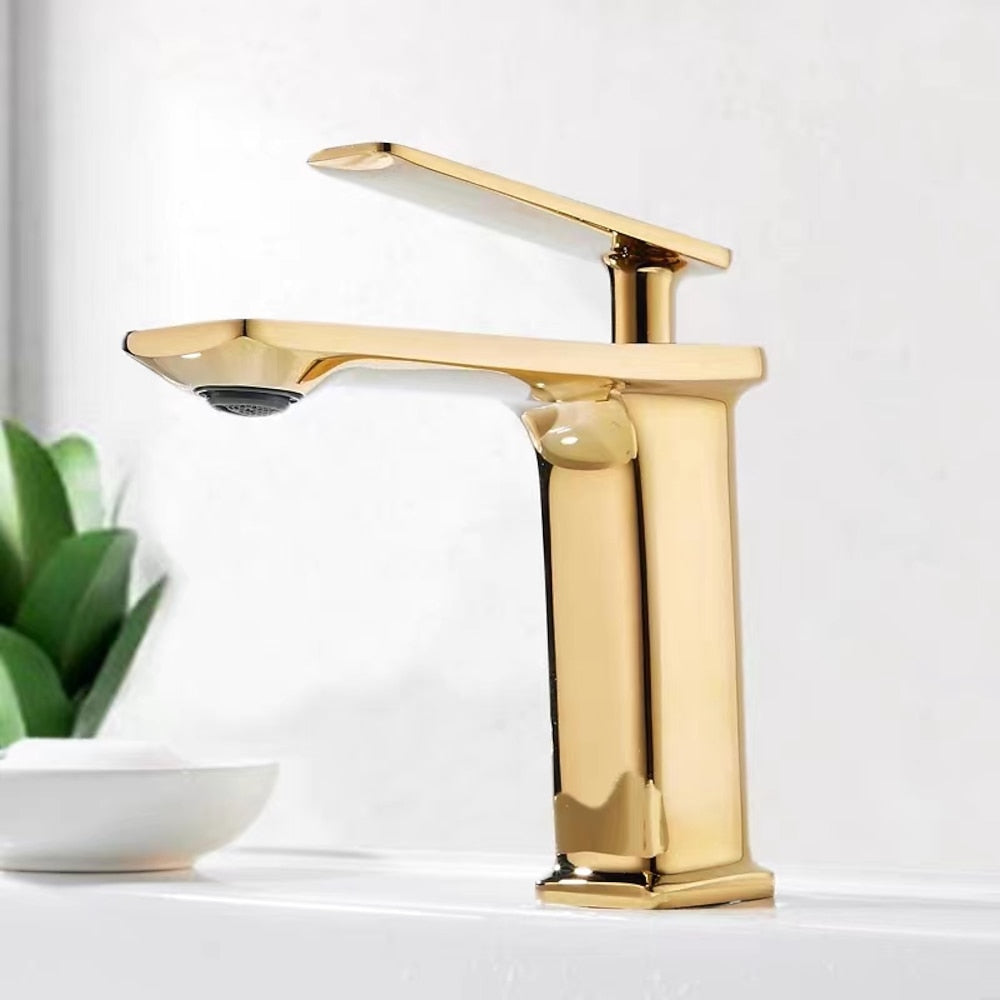 Waterfall Modern Single-Hole Bathroom Faucet, Single-Handle Brass Faucet