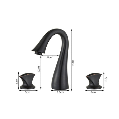 Widespread Double-Handle Bathroom Faucet, Modern High Arc Brass Basin Faucet, Chrome / Polished Gold / Brushed Nickel / Oil-Rubbed Bronze