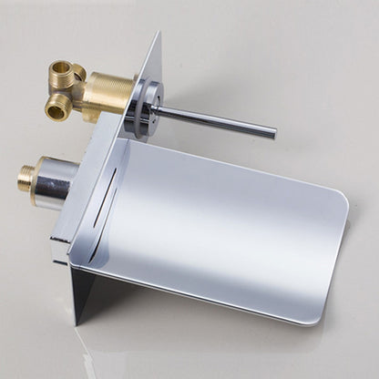LED Waterfall Wall-Mount Faucet, Single-Handle Bathroom Basin Tap, Chrome / Brushed Nickel / Oil-Rubbed Bronze / Brushed Gold / Rose Gold
