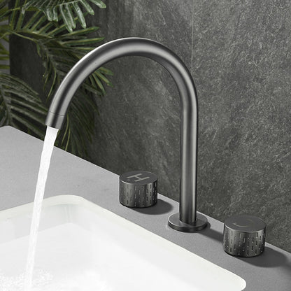 Swivel Spout 3-Hole Widespread Bathroom Sink Faucet, Dual-Handle Brass Faucet, Brushed Gold / Gunmetal / Matte Black / Chrome