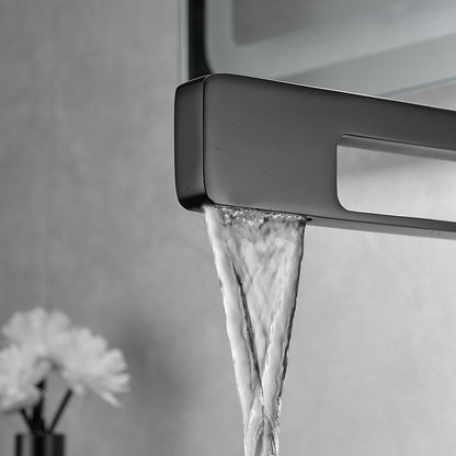 Modern Waterfall Bathroom Sink Faucet, Single-Handle Single-Hole Brass Faucet, Matte Black / Brushed Gold / Gunmetal / Chrome / Matte White