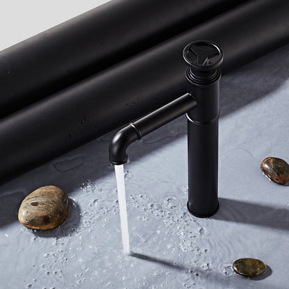Matte Black Industrial Single-Hole Vessel Sink Faucet, Single Wheel Handle Brass Bathroom Faucet