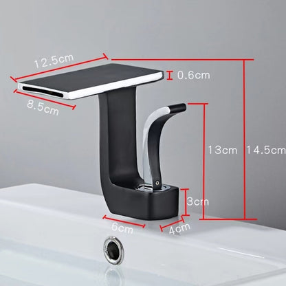 Waterfall Single-Hole Bathroom Faucet, Single-Handle Faucet with Pop-Up Drain