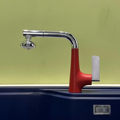 Modern Single-Hole Pull-Out Kitchen Faucet, Single-Handle Multi-Function Faucet, Gray / Silver / White / Multi