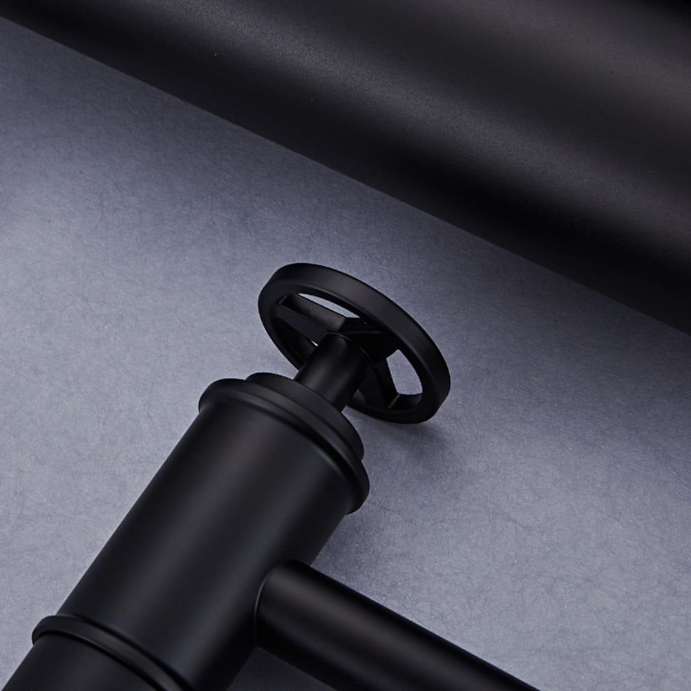Matte Black Industrial Single-Hole Vessel Sink Faucet, Single Wheel Handle Brass Bathroom Faucet