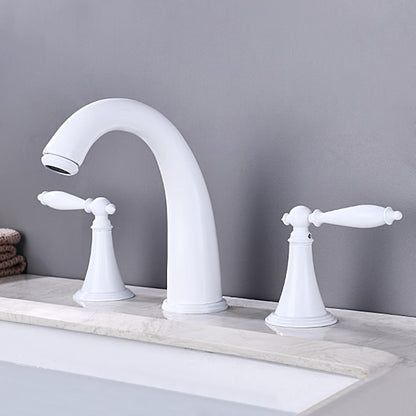 Modern High Arc Bathroom Sink Faucet, Widespread Dual-Handle Faucet, Matte Black / Matte White / Gunmetal / Chrome