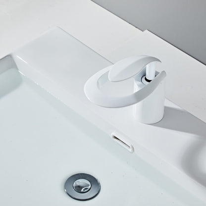 Modern Waterfall Bathroom Faucet, Single-Handle Brass Faucet