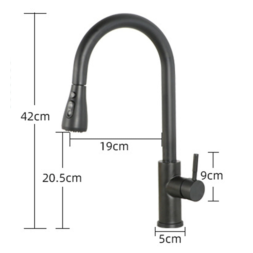 Pull-Down Stainless Steel Kitchen Faucet, Single-Handle 360-Degree Swivel Faucet, Brushed Nickel / Matte Black
