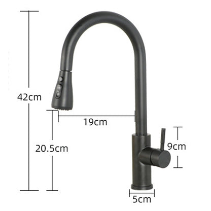 Pull-Down Stainless Steel Kitchen Faucet, Single-Handle 360-Degree Swivel Faucet, Brushed Nickel / Matte Black