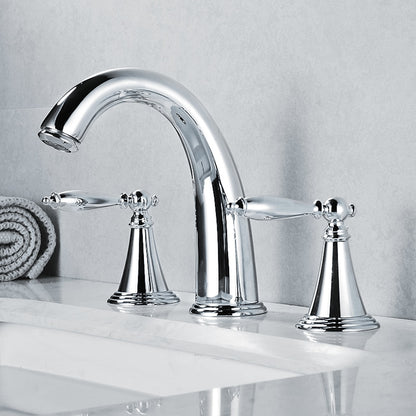 Modern High Arc Bathroom Sink Faucet, Widespread Dual-Handle Faucet, Matte Black / Matte White / Gunmetal / Chrome
