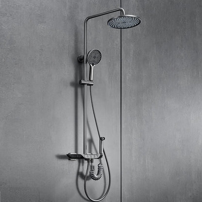 Thermostatic Wall-Mount Shower System, Multi-Function Rainfall Faucet with Handheld Shower, Chrome / Gunmetal