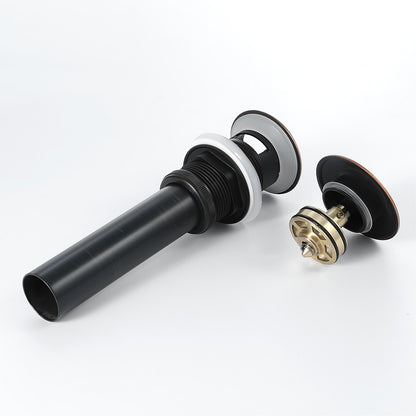 Oil-Rubbed Bronze Brass Pop-Up Sink Drain, Contemporary Bathroom Basin Drain with Overflow