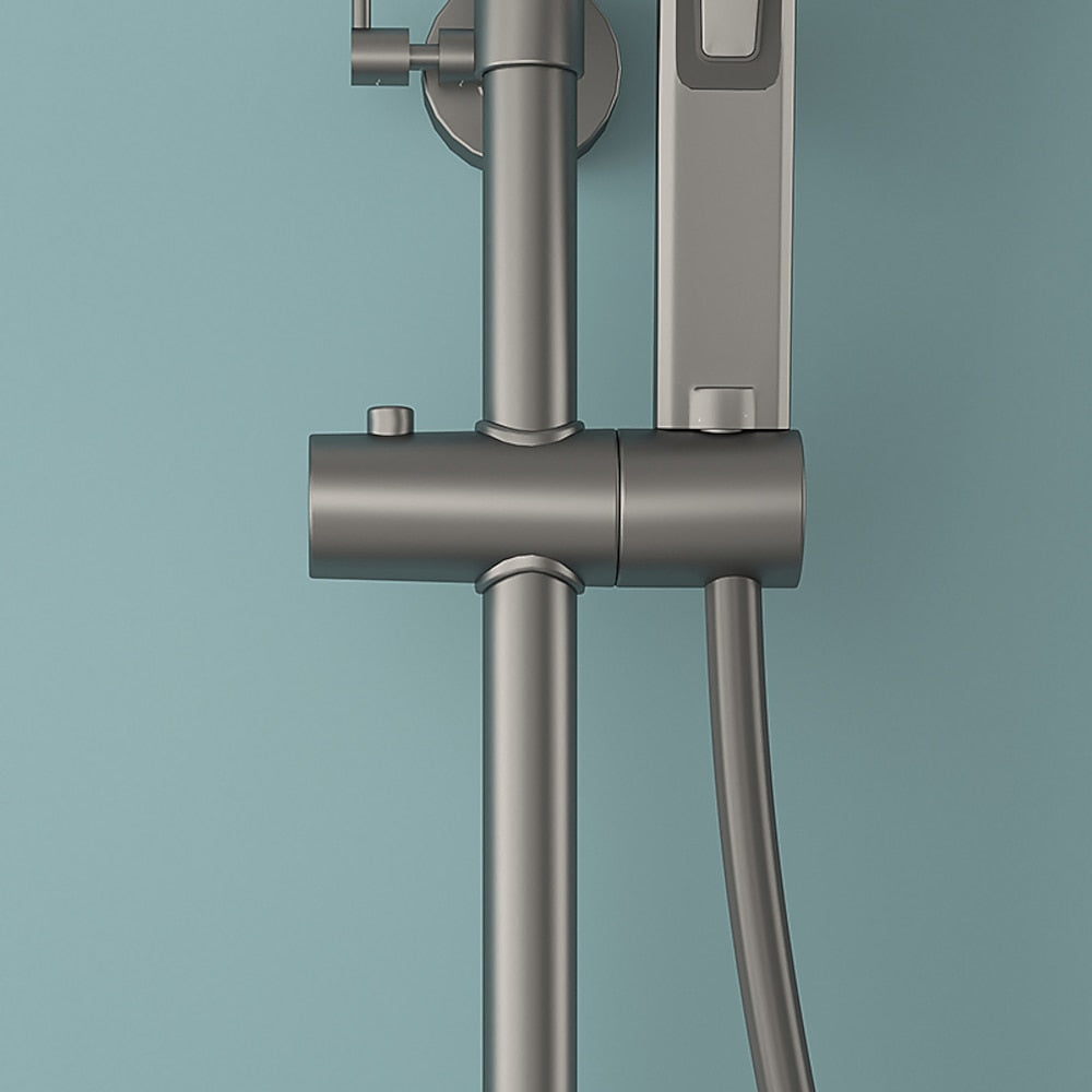 Digital Display Waterfall Rainfall Brass Shower Faucet Set, Wall-Mounted Complete Tub & Shower System, Matte Black / Matte White / Gunmetal