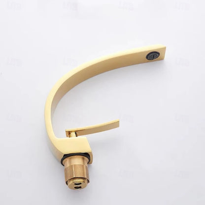 Modern Curved C-Shape Faucet, Single-Handle Bathroom Faucet, Chrome / Matte Black / Polished Gold / Rose Gold