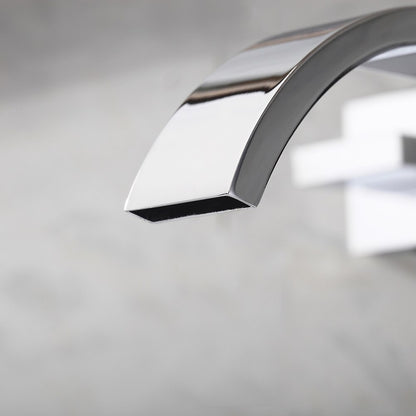 Chrome Modern Waterfall Bathroom Faucet, Wall-Mount 3-Hole Dual-Handle Faucet