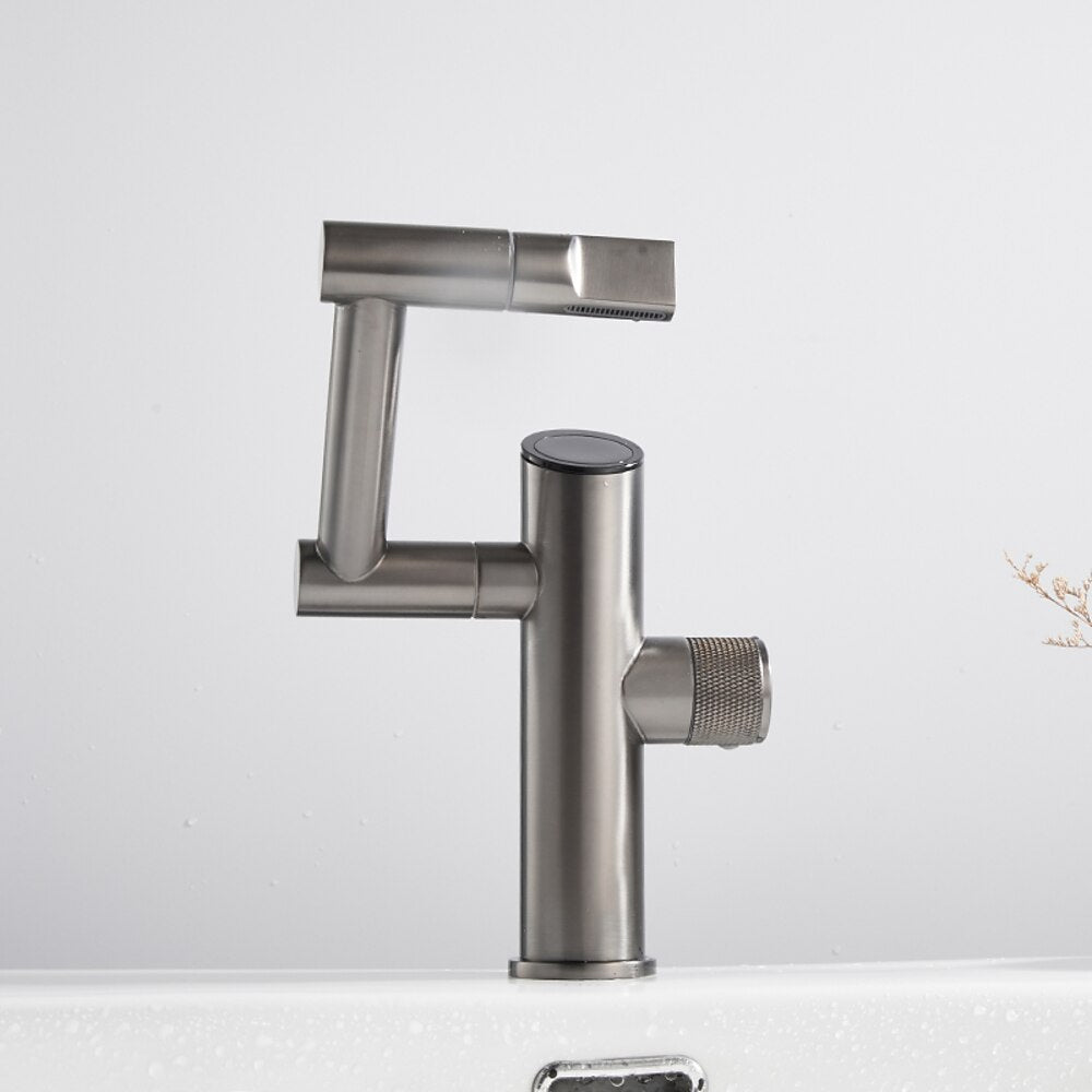 LED Digital Display Single-Hole Single-Handle Bathroom Faucet, Swivel Spout Brass Faucet, Matte Black / Matte White / Gunmetal
