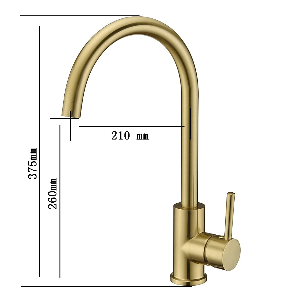 Brushed Gold 360-Degree Swivel Kitchen Faucet, Single-Handle High Arc Faucet