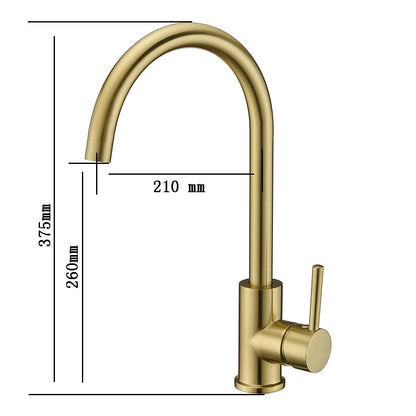 Brushed Gold 360-Degree Swivel Kitchen Faucet, Single-Handle High Arc Faucet