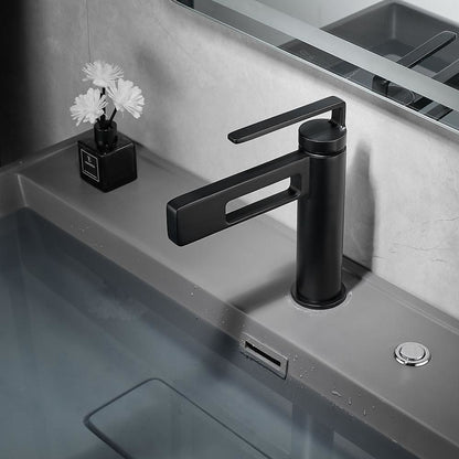 Modern Waterfall Bathroom Sink Faucet, Single-Handle Single-Hole Brass Faucet, Matte Black / Brushed Gold / Gunmetal / Chrome / Matte White