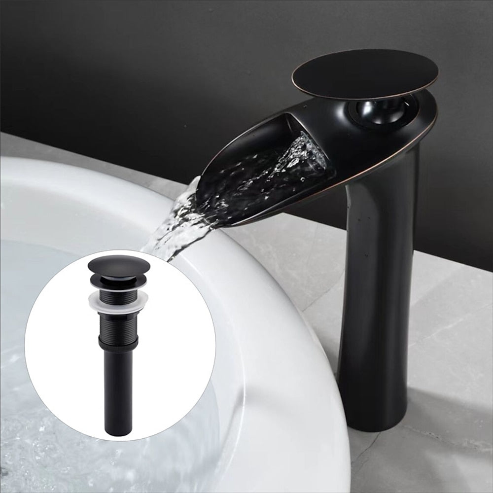 Waterfall Vessel Bathroom Faucet, Modern Single-Handle Single-Hole Tall Basin Faucet