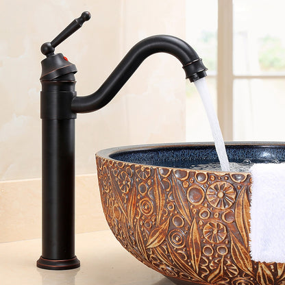 Antique Single-Hole Bathroom Faucet, Single-Handle Brass Faucet with Swivel Spout, Antique Brass / Oil-Rubbed Bronze / Brushed Nickel / Chrome / Polished Gold