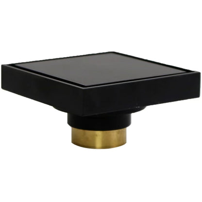 Reversible Tile-Insert Square Brass Shower Floor Drain, Shower Floor Drain with Hair Catcher Strainer, Chrome / Polished Gold / Brushed Gold / Matte Black