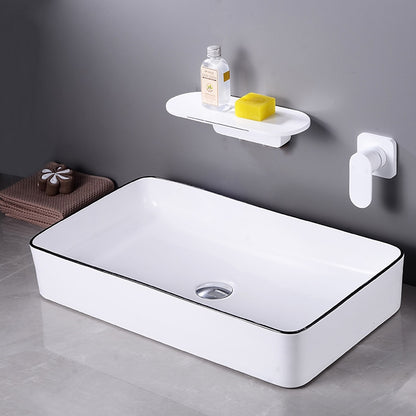 Waterfall Wall-Mount Bathroom Faucet, Single-Handle Brass Sink Faucet, Matte Black / Matte White