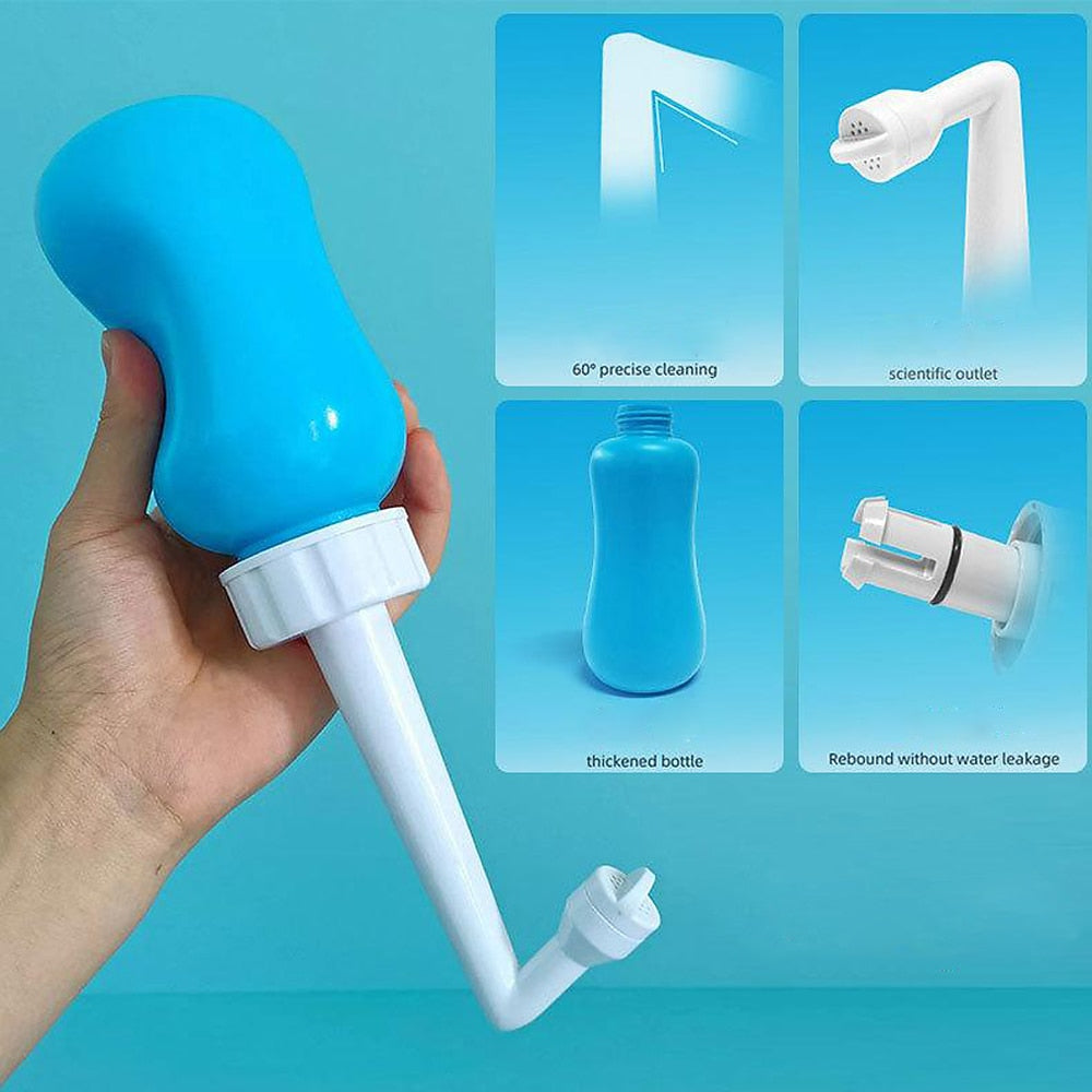Squeeze Design EVA Portable Bidet Sprayer Bottle, Handheld Personal Hygiene Wash Bottle with Detachable Nozzles / Storage Bag