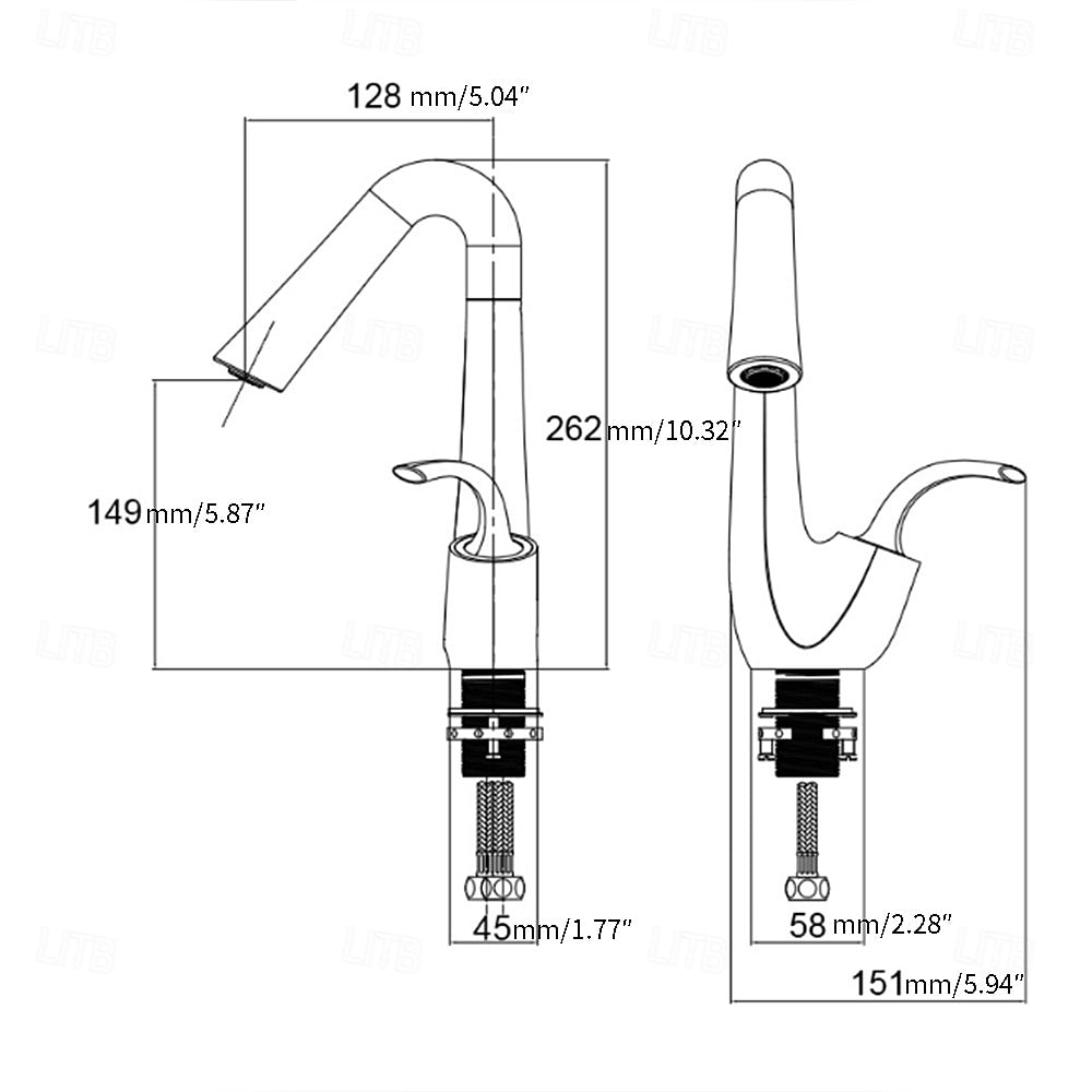High-Arc Swivel Bathroom Faucet, Modern Single-Hole Single-Handle Basin Faucet, Matte Black / Rose Gold