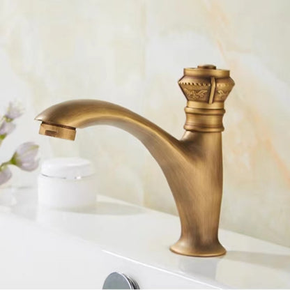 Antique Brass Vintage Bathroom Faucet, Single-Cold Single-Handle Basin Faucet