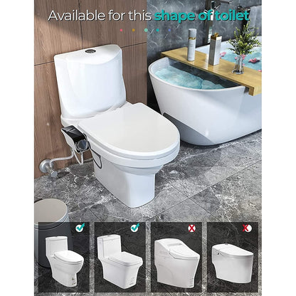 Matte White Non-Electric Dual-Nozzle Toilet Bidet Attachment, Self-Cleaning Bidet Sprayer with Adjustable Water Pressure Controls
