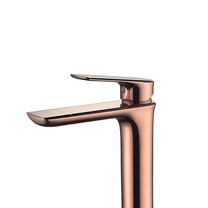 Rose Gold Tall Vessel Sink Faucet, Single-Handle Single-Hole Bathroom Faucet