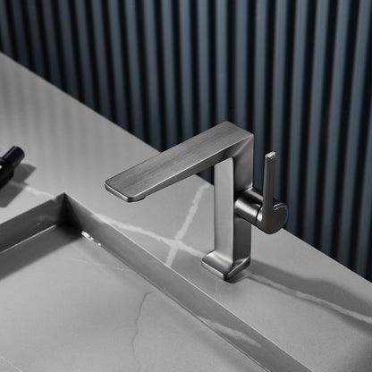 Modern Single-Hole Bathroom Faucet, Single-Handle Brass Faucet, Polished Gold / Chrome / Matte Black / Brushed Gold / Rose Gold / Matte White / Gunmetal