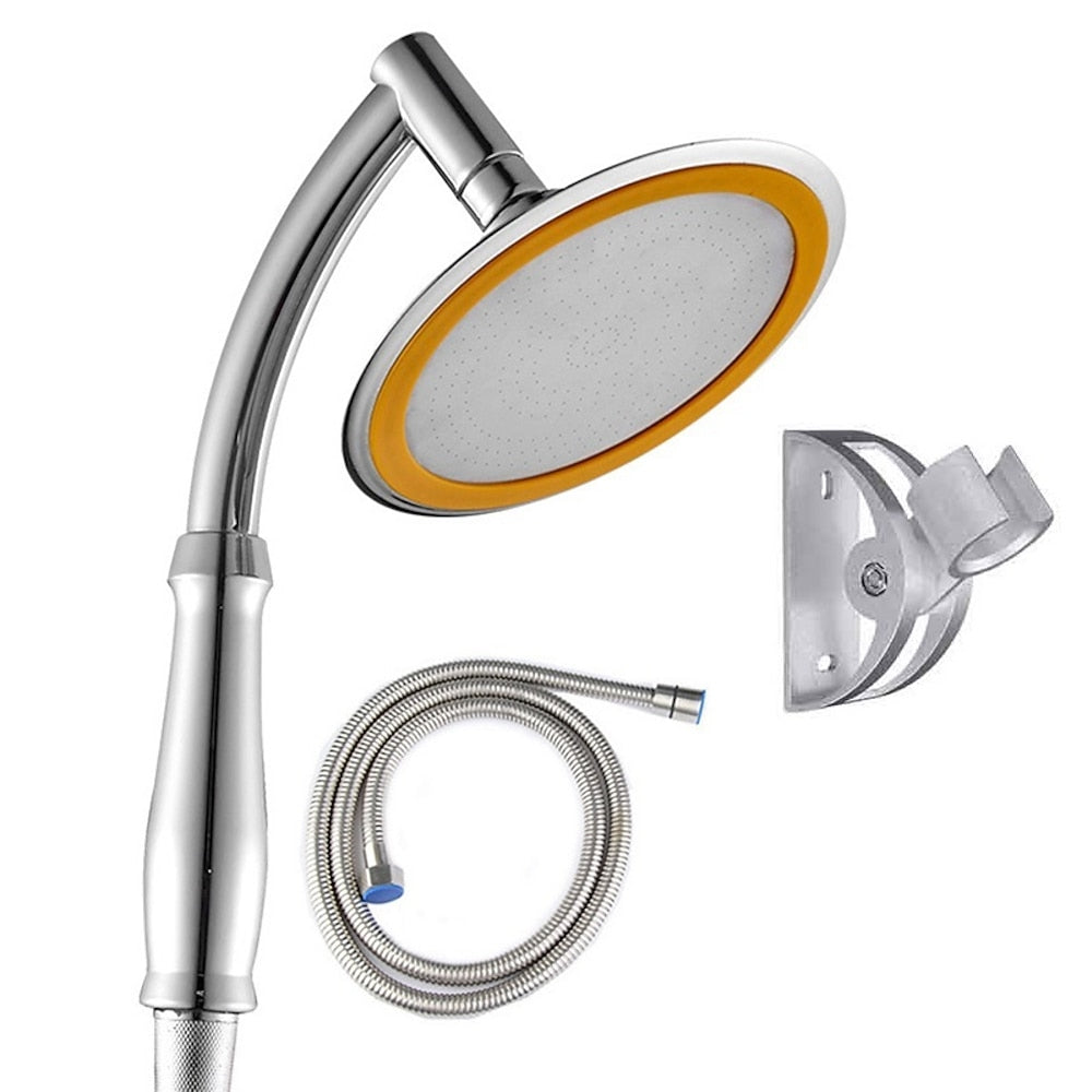 Chrome Contemporary Handheld Shower Head, High Pressure Round Spray Head with Hose / Bracket