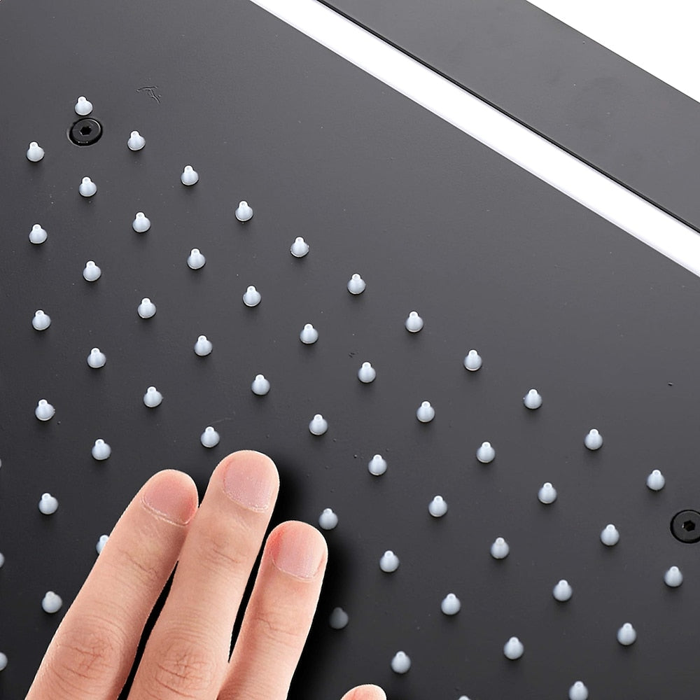 LED Matte Black Ceiling-Mounted Shower Head, Stainless Steel Rainfall Shower Head
