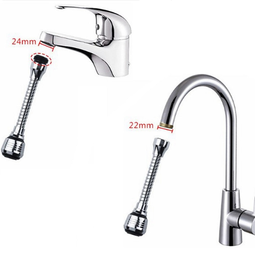 Chrome 360-Degree Swivel Faucet Aerator, Dual Spray Mode Spray Head Attachment