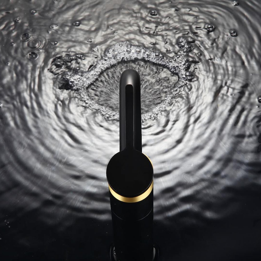 Modern Single-Hole Vessel Sink Faucet, 360-Degree Swivel Brass Faucet