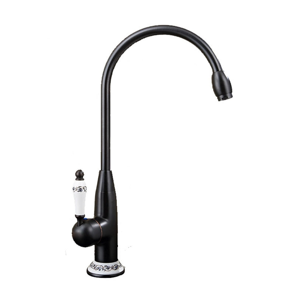 360-Degree Swivel High Arc Vessel Sink Faucet, Single-Handle Single-Hole Bathroom Faucet, Antique Brass / Matte Black