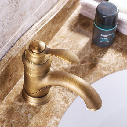 Vintage Single-Hole Bathroom Faucet, Single-Handle Brass Faucet, Antique Brass / Matte Black / Brushed Gold