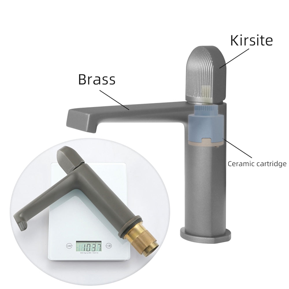 Waterfall Bathroom Faucet, Modern Single-Handle Brass Sink Faucet, Matte Black / Gunmetal / Matte White / Chrome / Brushed Gold