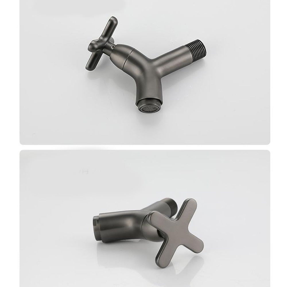 Modern Wall-Mount Bathroom Faucet, Single-Cold Brass Basin Faucet, Gunmetal / Chrome / Matte White