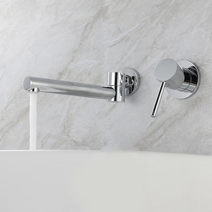 Modern Wall-Mount Single-Handle Bathroom Faucet, Swivel Spout Brass Basin Faucet, Chrome / Matte Black